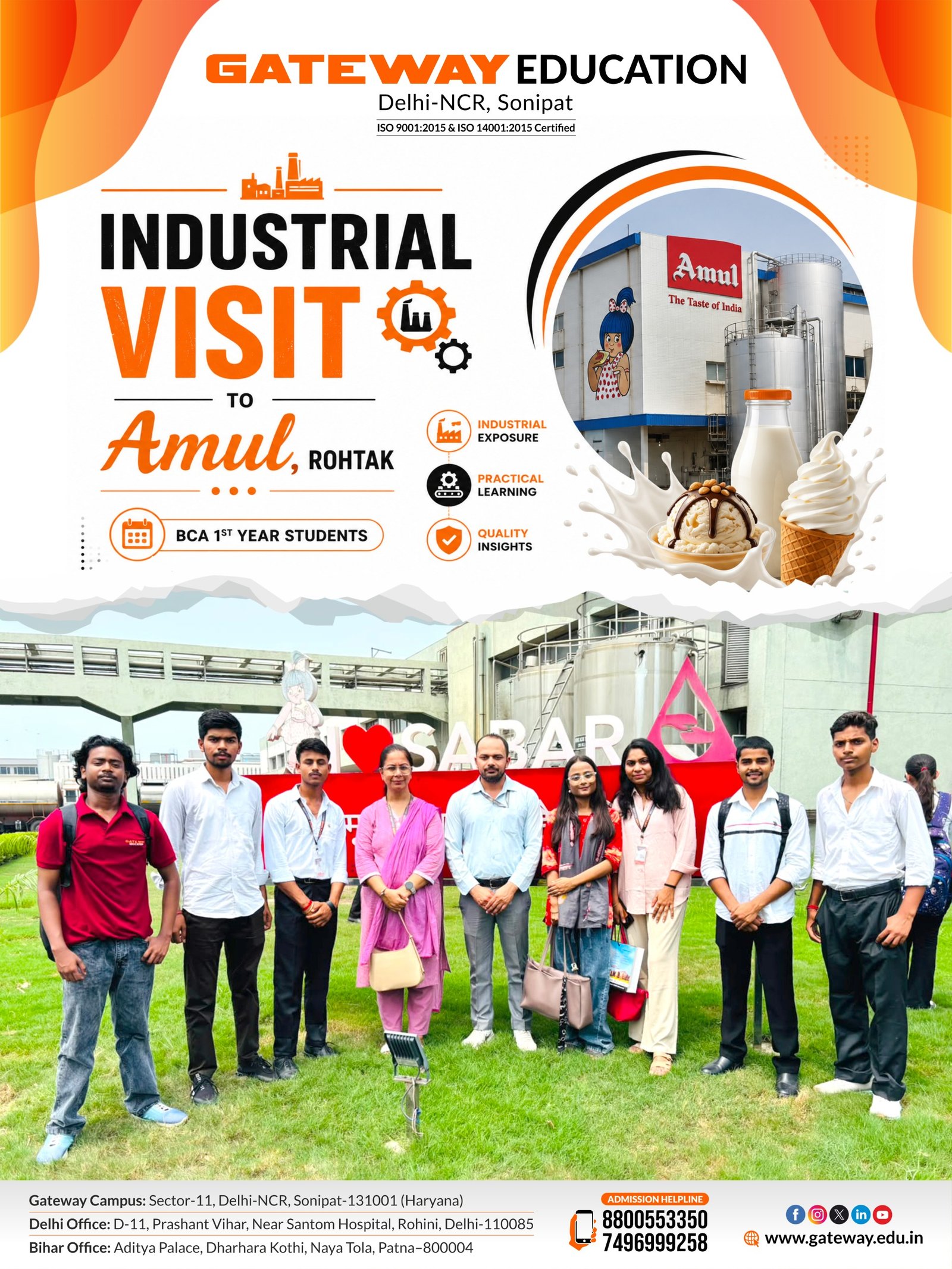 Dca of giet organized an industrial visit to amul, rohtak