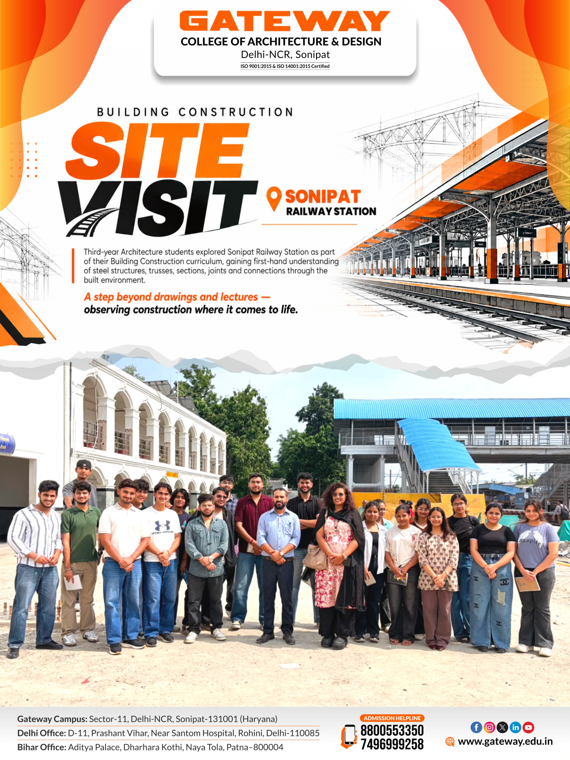 Gcad organized site visit to sonipat railway station 