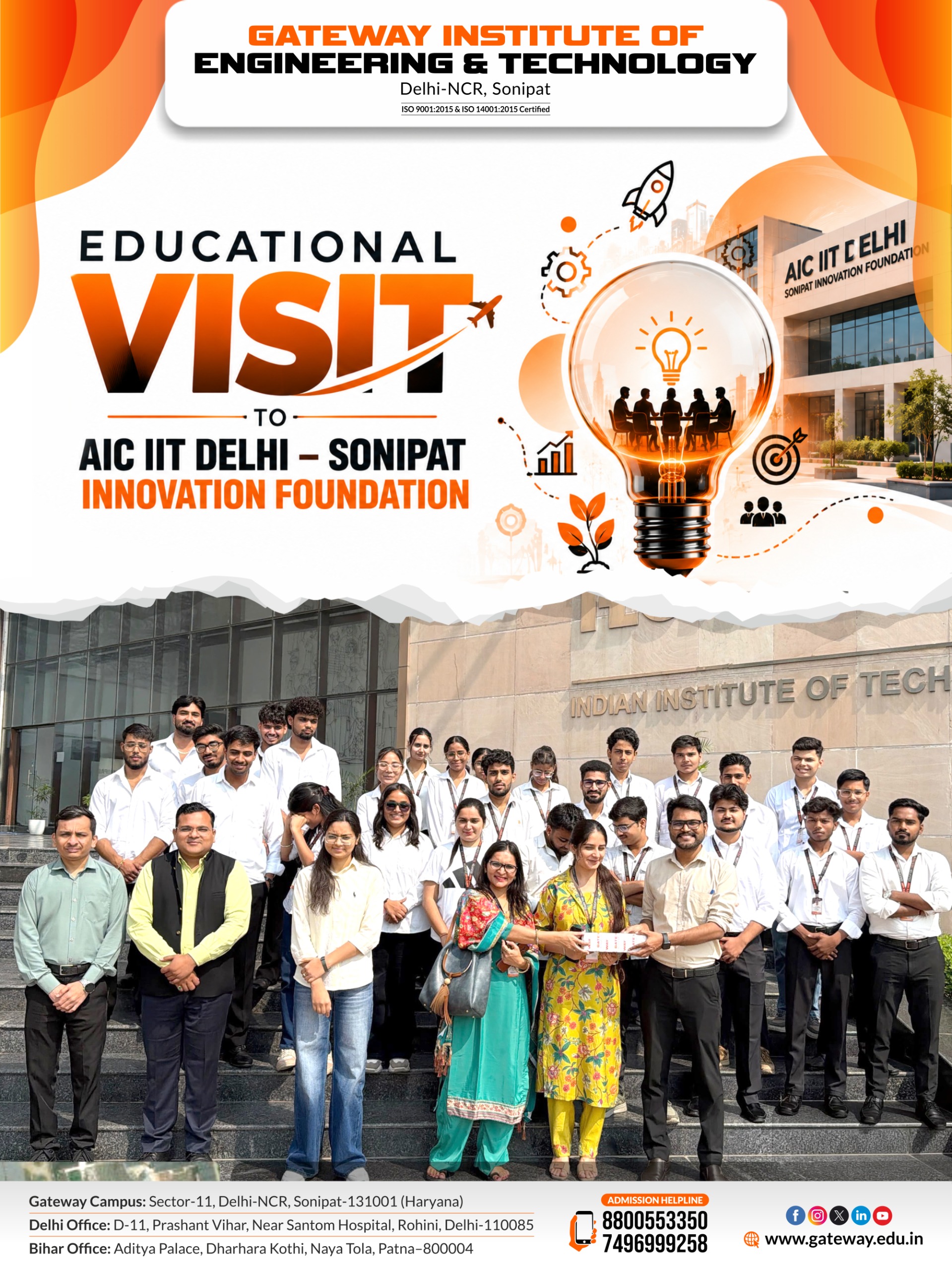 Dms of giet organized an educational visit to aic iit delhi