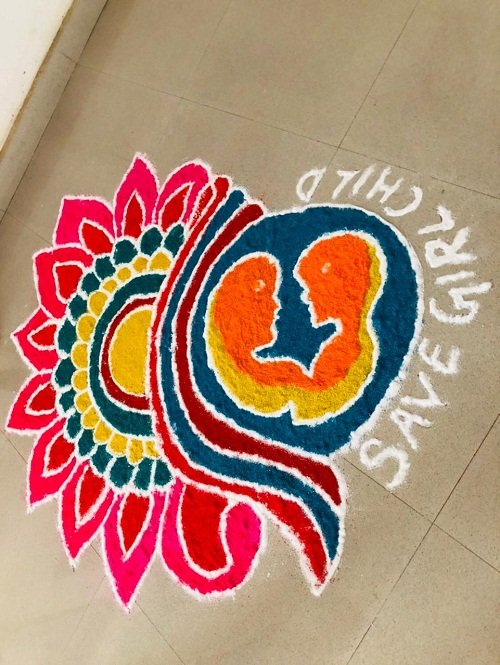 Save Girl Child Rangoli